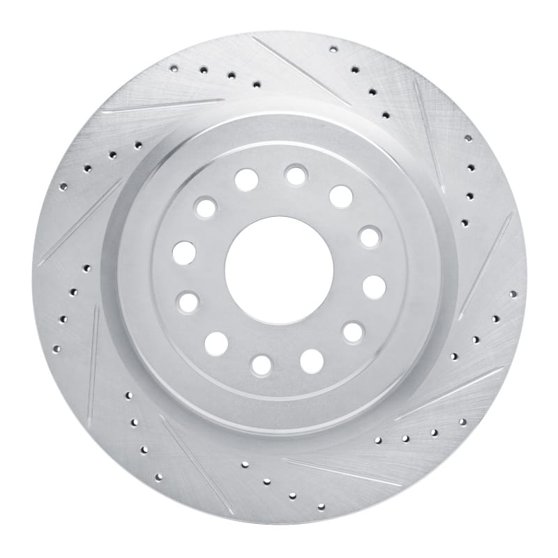 R1 19-25 Ram 1500 Rear Right Drilled & Slotted Silver Brake Rotor