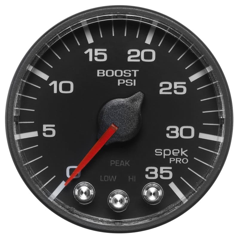 Autometer Spek-Pro Gauge Boost 2 1/16in 35psi Stepper Motor W/Peak & Warn Black/Black - P303328 thumbnail 2