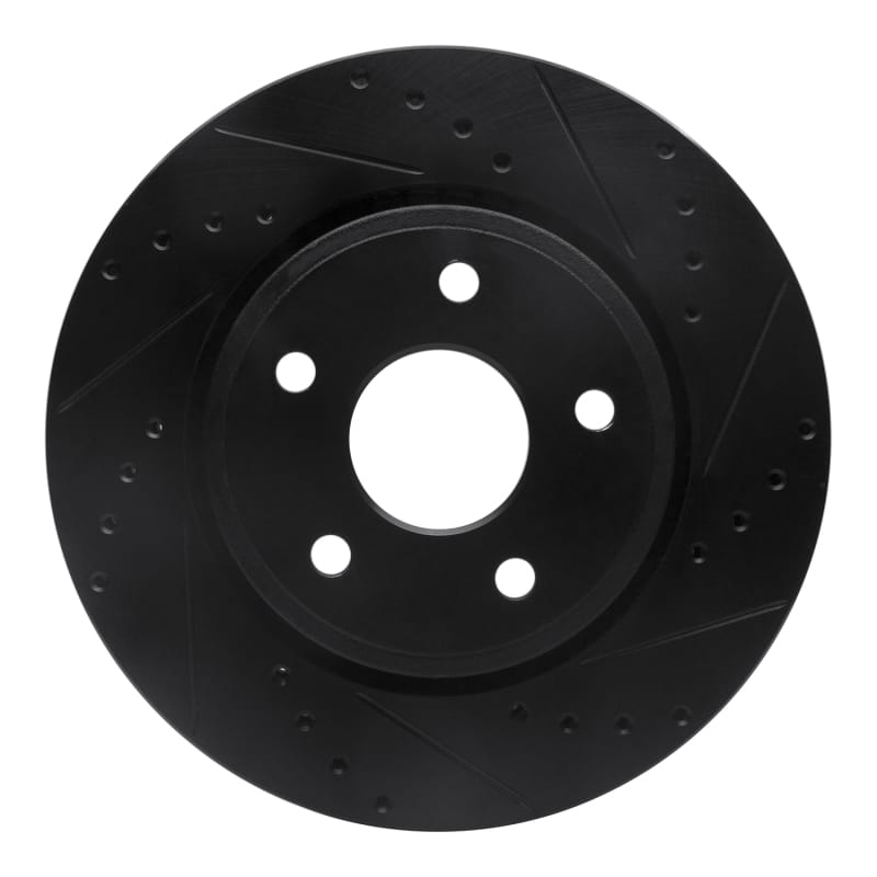 R1 05-10 Jeep Commander Front Right Drilled & Slotted Black Brake Rotor