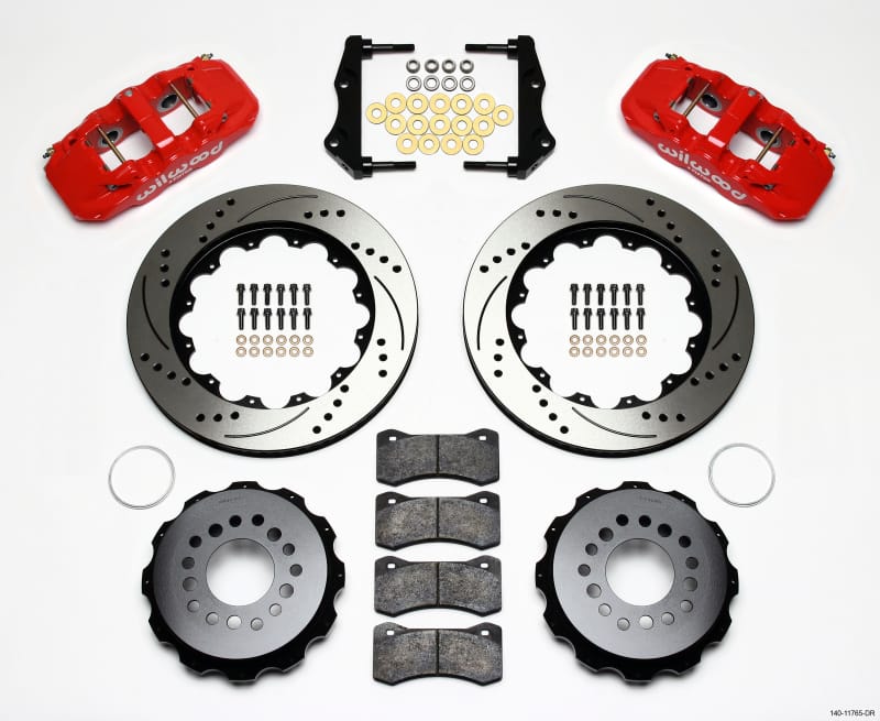 Wilwood AERO4 Rear Kit 14.25in Drilled Red 2006-10 Magnum/Challenger/Charger/300C