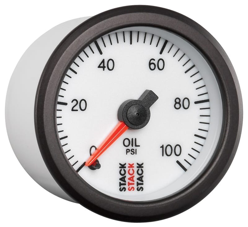 Autometer Stack 52mm 0-100 PSI 1/8in NPTF Male Pro Stepper Motor Oil Pressure Gauge - White thumbnail 3