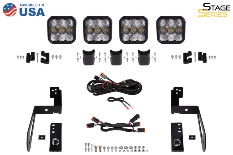 Diode Dynamics Jeep JK SS5 4-Pod CrossLink Grille Lightbar Kit Pro - White Combo thumbnail 6