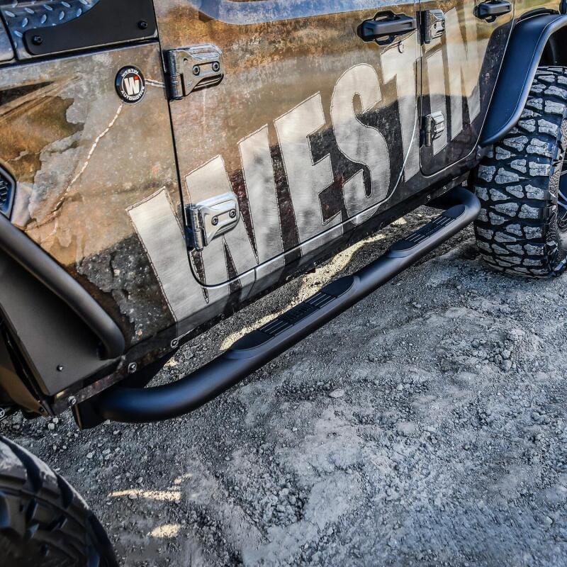 Westin 18-22 Jeep Wrangler JLU 4dr. E-Series 3 Nerf Step Bars - Tex. Blk thumbnail 3