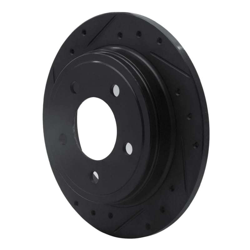 R1 93-04 Chrysler 300M Rear Left Drilled & Slotted Black Brake Rotor thumbnail 2