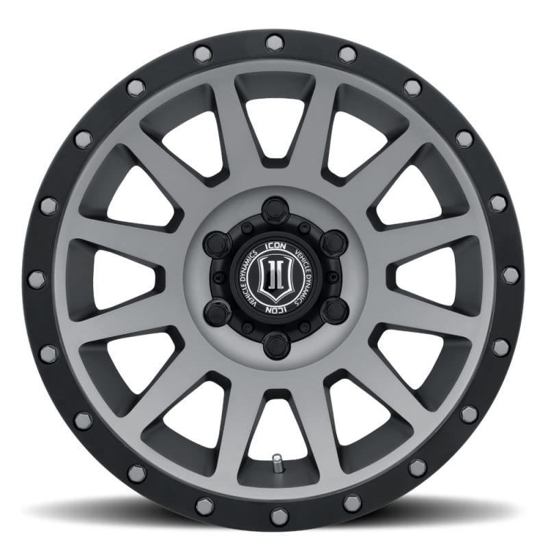 ICON Compression 18x9 6x5.5 0mm Offset 5in BS Titanium Wheel thumbnail 2