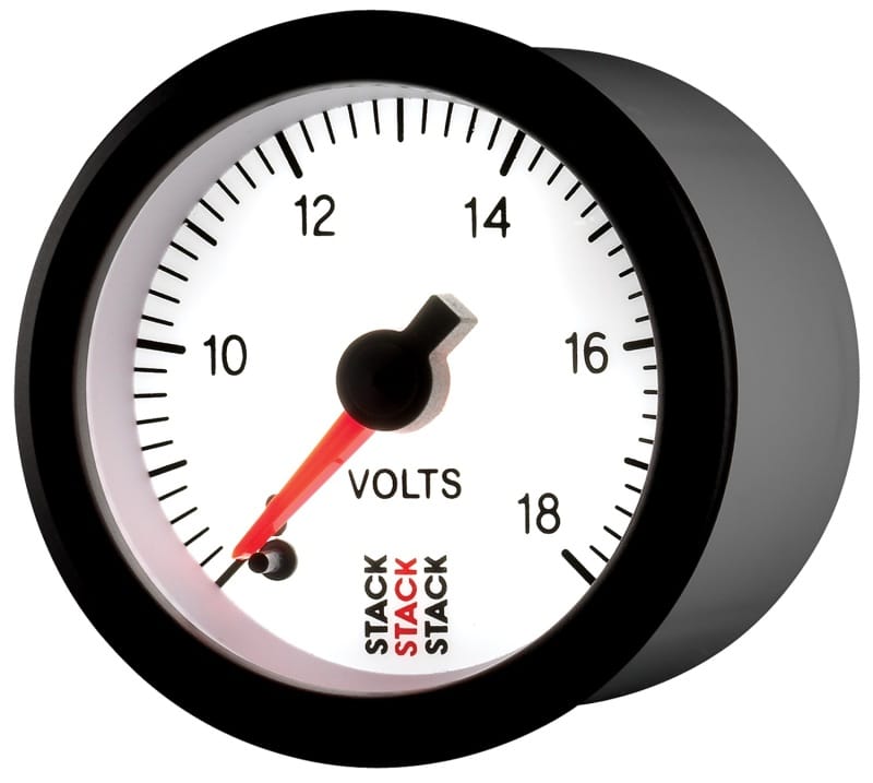 Autometer Stack 52mm 8-18V Pro Stepper Motor Battery Voltage Gauge - White thumbnail 3