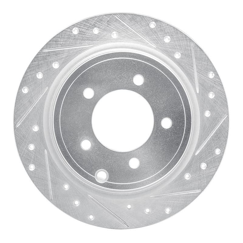 R1 07-17 Chrysler SEBRING Rear Right Drilled & Slotted Silver Brake Rotor