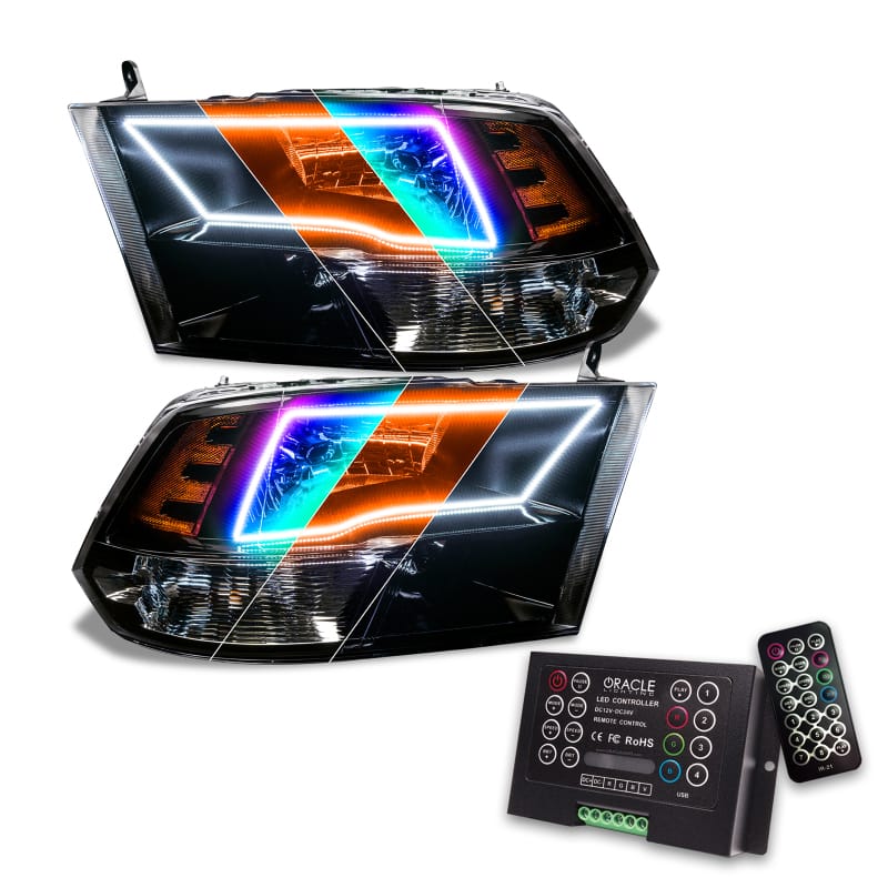 Oracle Lighting 09-18 RAM 1500 Sport Halo Headlights - Blk Housing w/2.0 Controller