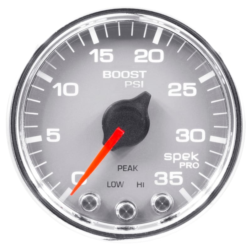 Autometer Spek-Pro Gauge Boost 2 1/16in 35psi Stepper Motor W/Peak & Warn Silver/Chrome thumbnail 4