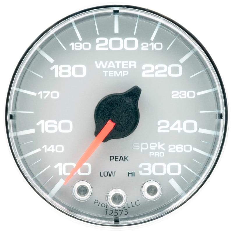 Autometer Spek-Pro Gauge Water Temp 2 1/16in 300f Stepper Motor W/Peak & Warn Slvr/Chrm - P346218