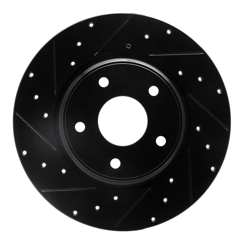 R1 12-20 Chrysler Town & Country Rear Left Drilled & Slotted Black Brake Rotor
