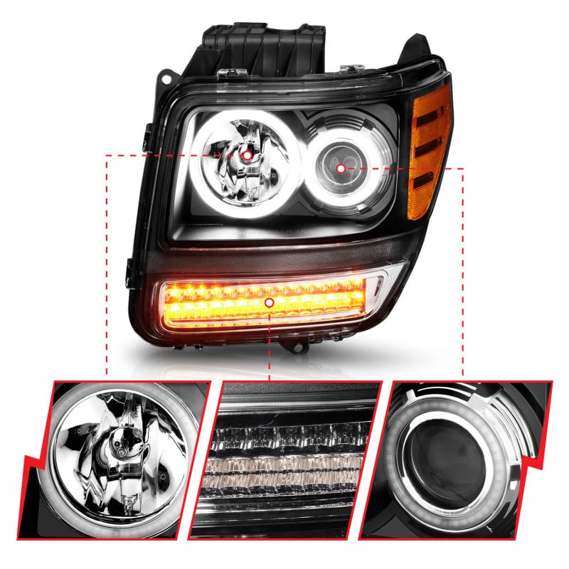 ANZO 2007-2012 Dodge Nitro Projector Headlights w/ Halo Black (CCFL) G2 thumbnail 5