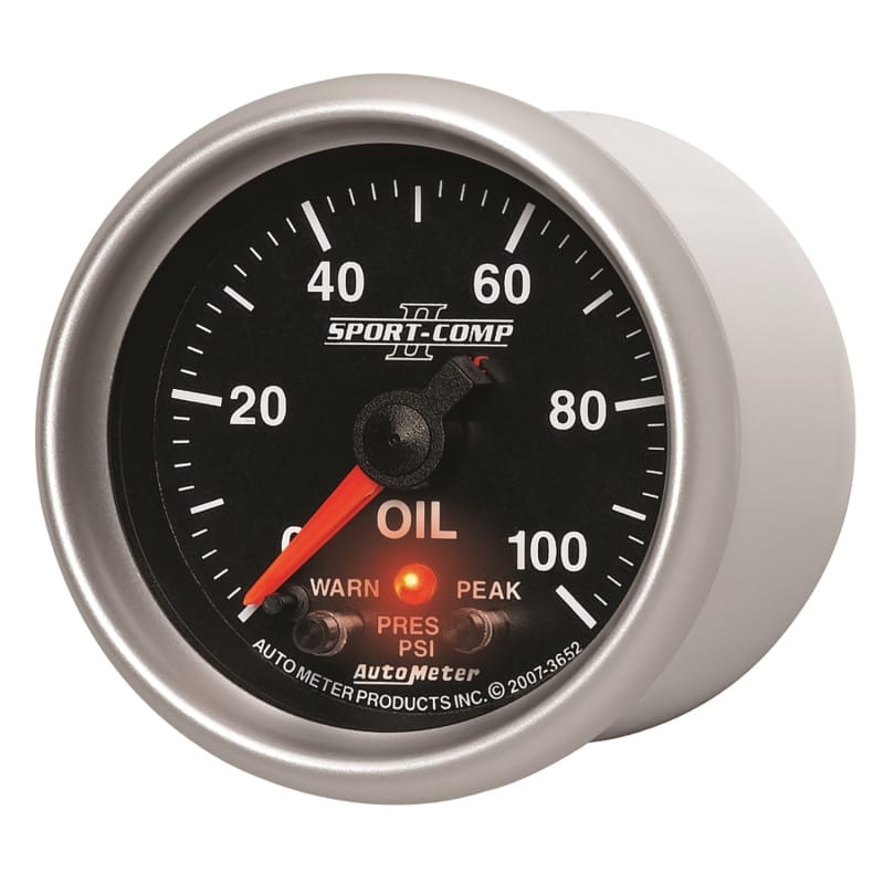 Autometer Sport-Comp II 52.4mm 0-100 PSI Oil Pressure Peak & Warn w/ Electronic Control Gauge thumbnail 2