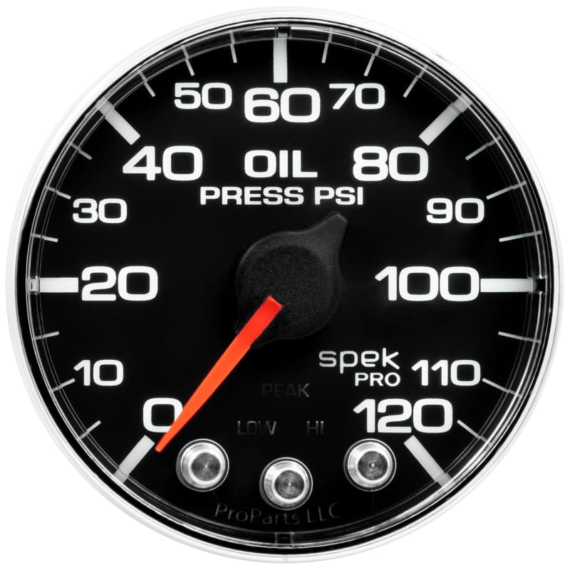 Autometer Spek-Pro Gauge Oil Press 2 1/16in 120psi Stepper Motor W/Peak & Warn Blk/Chrm - P325318 thumbnail 3