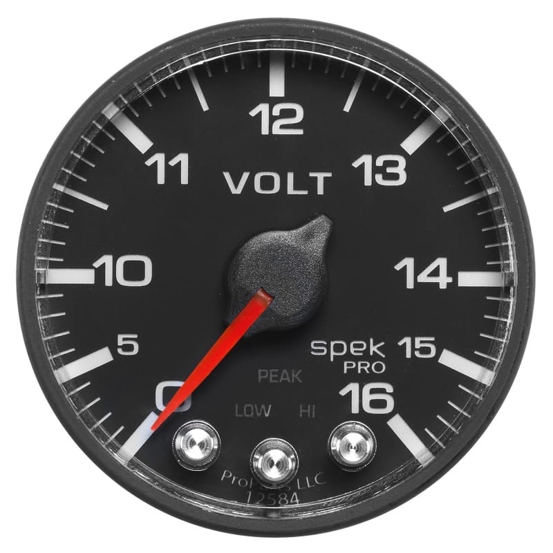 AutoMeter Gauge Voltmeter 2-1/16in. 16V Stepper Motor W/Peak & Warn Blk/Blk Spek-Pro thumbnail 2