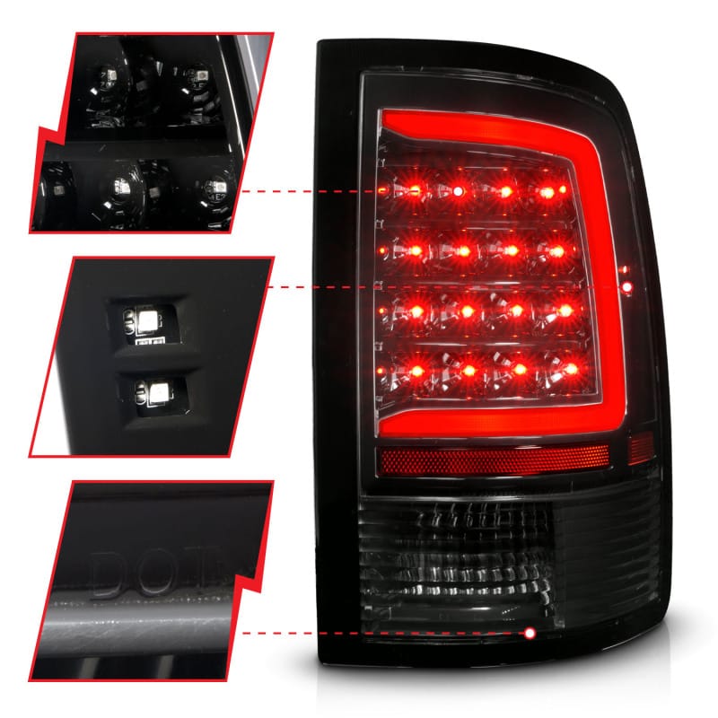 ANZO 09-18 Dodge Ram 1500 Full LED Taillights w/ Sequential Black Housing/Clear Lens thumbnail 4