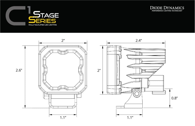 Diode Dynamics Stage Series C1 LED Pod - White SAE Fog Standard ABL Each thumbnail 6