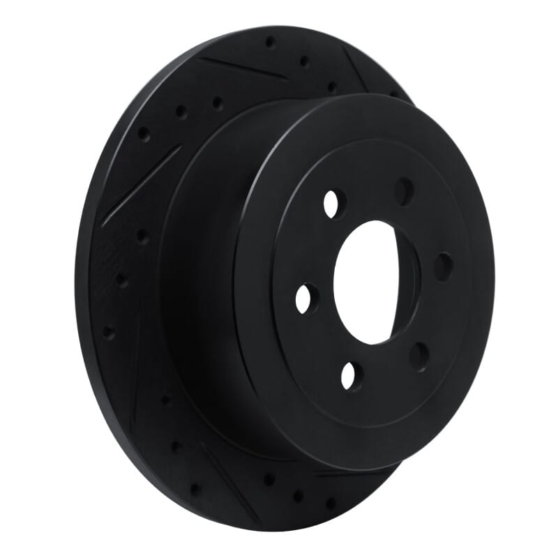 R1 03-04 Dodge Dakota RWD Rear Right Drilled & Slotted Black Brake Rotor thumbnail 2