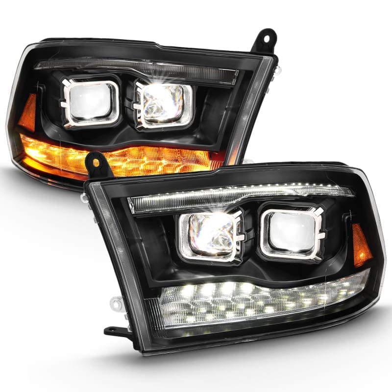 ANZO 2009-2018 Dodge Ram 1500 Led Projector Plank Style Switchback H.L Halo Black Amber (OE Style) thumbnail 6