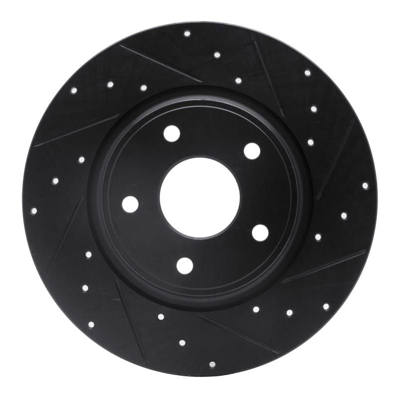 R1 12-20 Chrysler Town & Country Rear Right Drilled & Slotted Black Brake Rotor