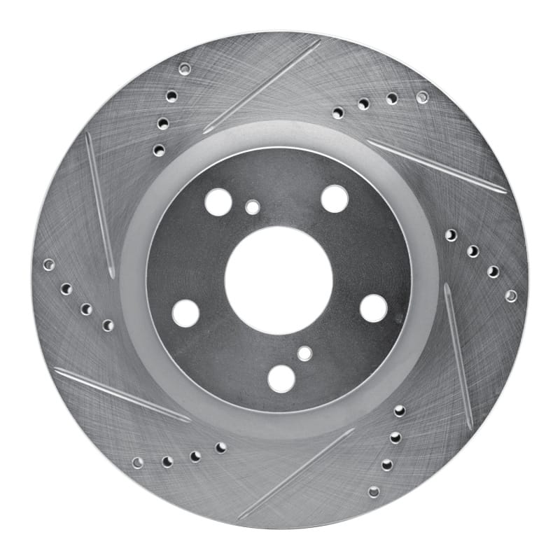 R1 21-25 Dodge Durango Rear Left Drilled & Slotted Silver Brake Rotor