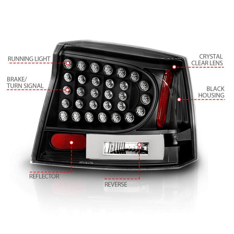 ANZO 2006-2008 Dodge Charger LED Taillights Black thumbnail 5