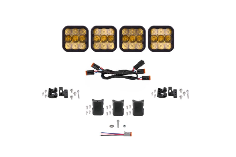 Diode Dynamics SS5 Pro Universal CrossLink 4-Pod Lightbar - Yellow Combo