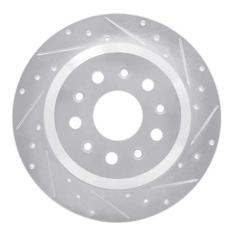 R1 18-25 Jeep Wrangler Rear Right Drilled & Slotted Silver Brake Rotor - 631-42041R