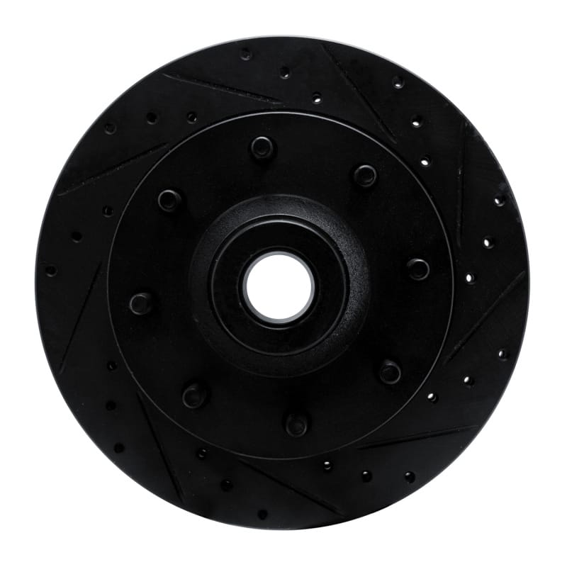 R1 78-97 Dodge B200 / B200 Van / B250 Front Right Drilled & Slotted Black Brake Rotor