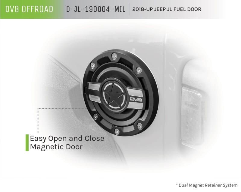 DV8 Offroad 2018+ Jeep JL Aluminum Fuel Door for 20-Pres Wrangler thumbnail 3