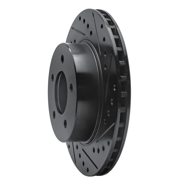 R1 87-90 Dodge Dakota 4WD Front Right Drilled & Slotted Black Brake Rotor