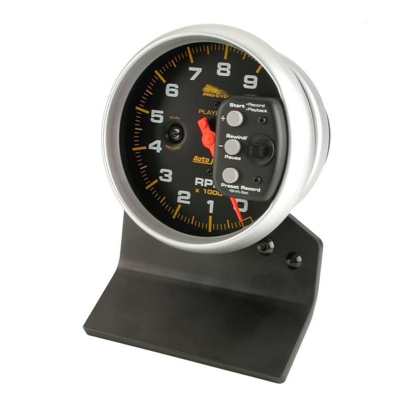 Autometer Pro-Cycle Gauge Tach 5in 9K Rpm Pedestal W/ Rpm Playback Black thumbnail 2