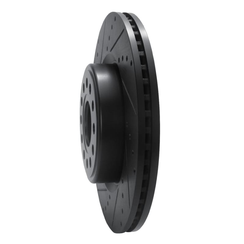 R1 19-25 Ram 1500 Front Left Drilled & Slotted Black Brake Rotor