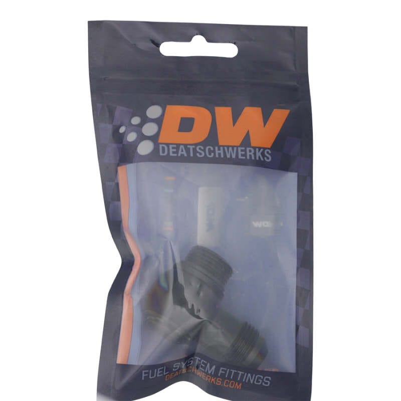 DeatschWerks 8AN ORB Male to 8AN Male Flare Low Profile 90-Degree Swivel - Anodized Matte Black thumbnail 2