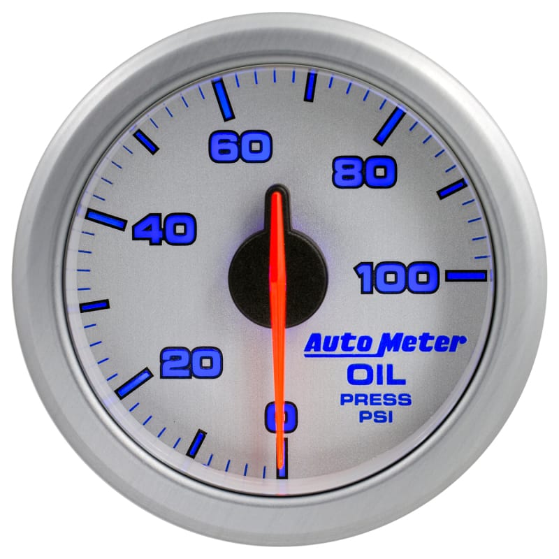 Autometer Airdrive 2-1/6in Oil Pressure Gauge 0-100 PSI - Silver thumbnail 2
