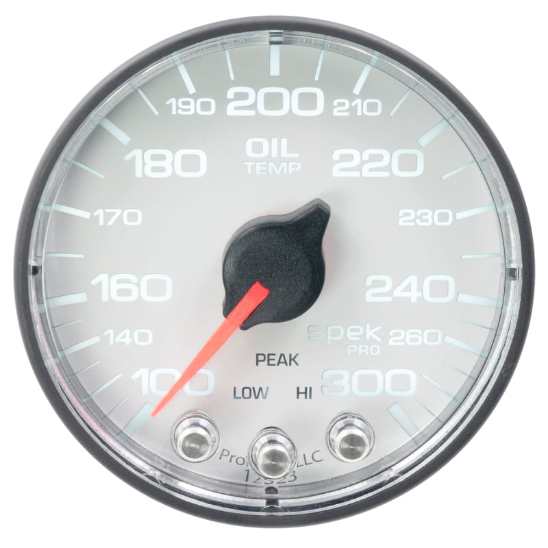 Autometer Spek-Pro Gauge Oil Temp 2 1/16in 300f Stepper Motor W/Peak & Warn Wht/Blk - P322128 thumbnail 3