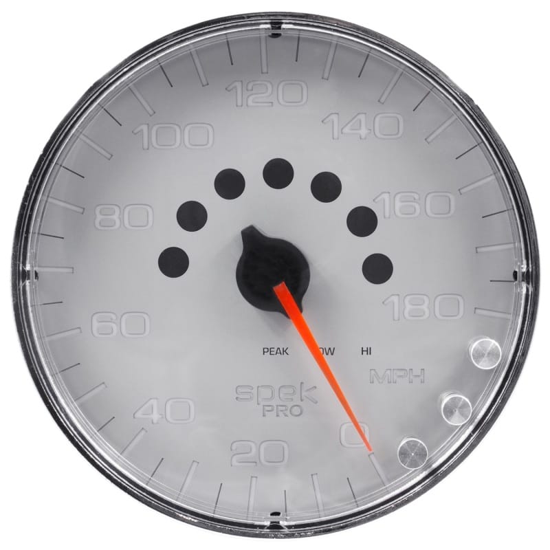 Autometer Spek-Pro Gauge Speedometer 5in 180 Mph Elec. Programmable Silver/Chrome - P230218 thumbnail 2