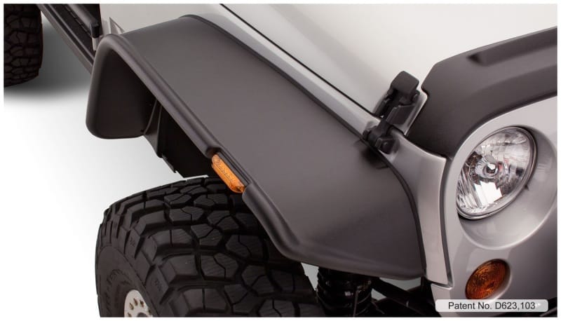 Bushwacker 07-18 Jeep Wrangler Flat Style Flares 4pc Fits 2-Door Sport Utility Only - Black thumbnail 2