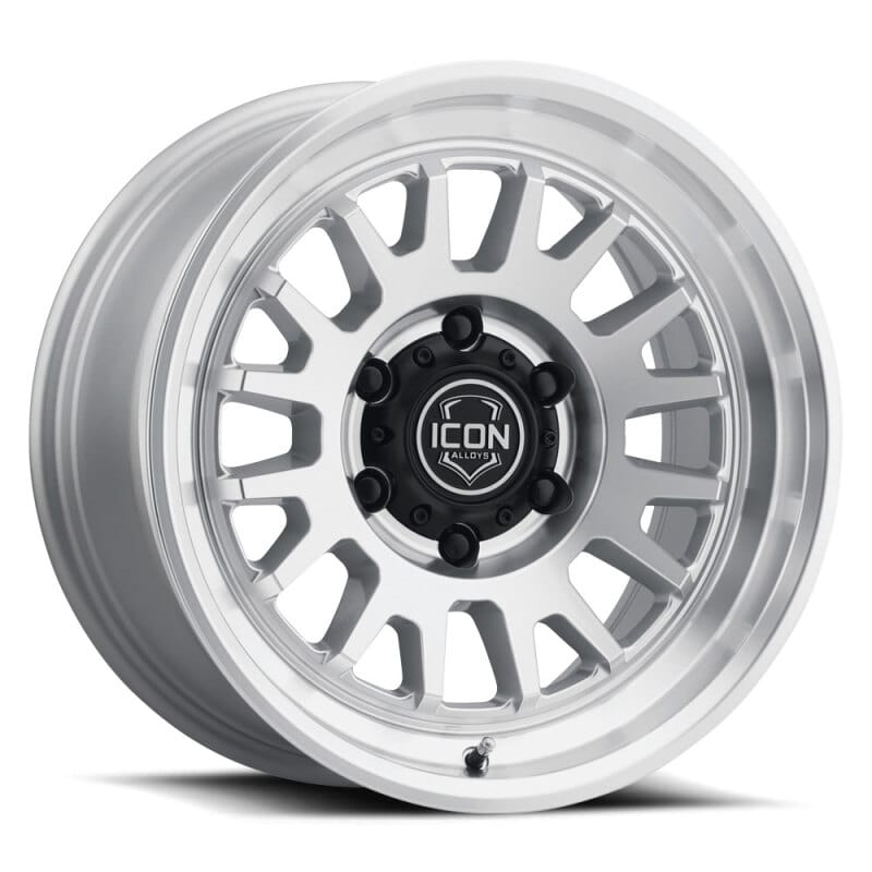 ICON Anza 17x8.5 / 5x5 / -6mm / 4.5in BS Silver Machined Wheel