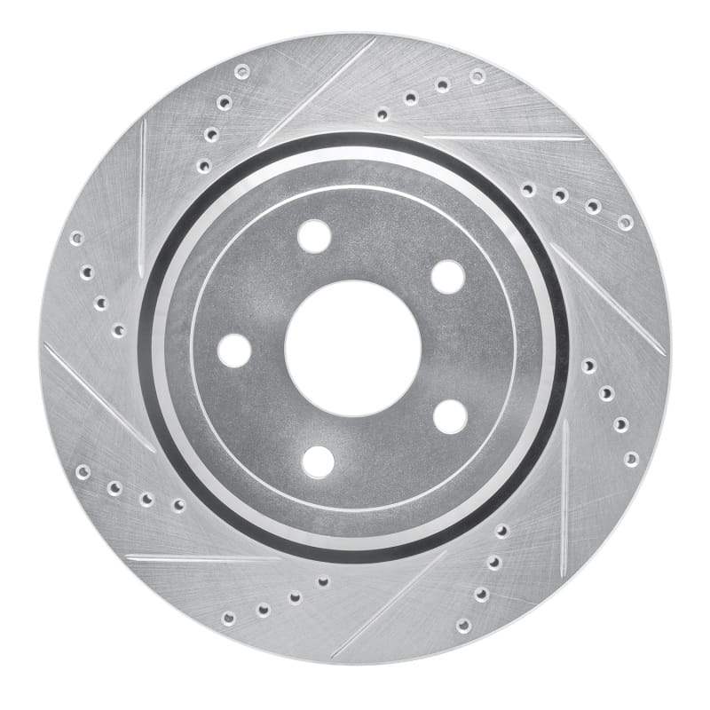 R1 12-25 Dodge Durango Rear Left Drilled & Slotted Silver Brake Rotor