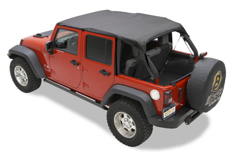 Bestop 10-18 Jeep Wrangler JK 4-Door Header Safari Bikini (Black Diamond)