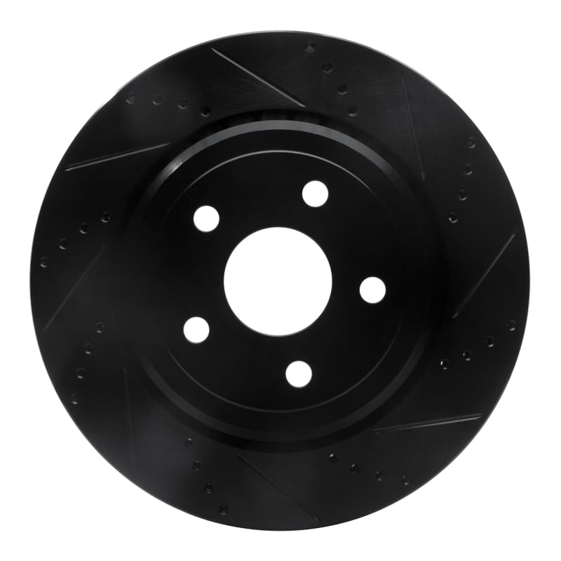 R1 12-25 Dodge Durango Rear Right Drilled & Slotted Black Brake Rotor