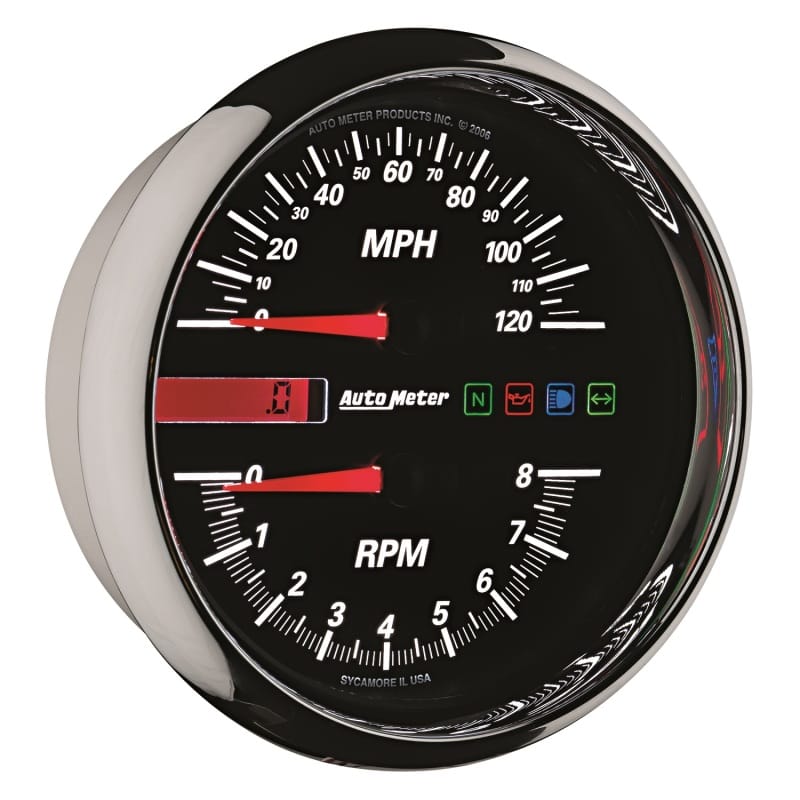 Autometer Pro-Cycle Gauge Tach/Speedo 4 1/2in 8K Rpm/120 Mph Black thumbnail 2