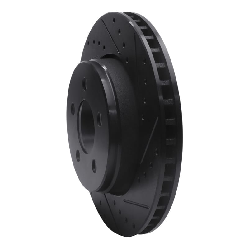 R1 07-12 Dodge Nitro Front Right Drilled & Slotted Black Brake Rotor