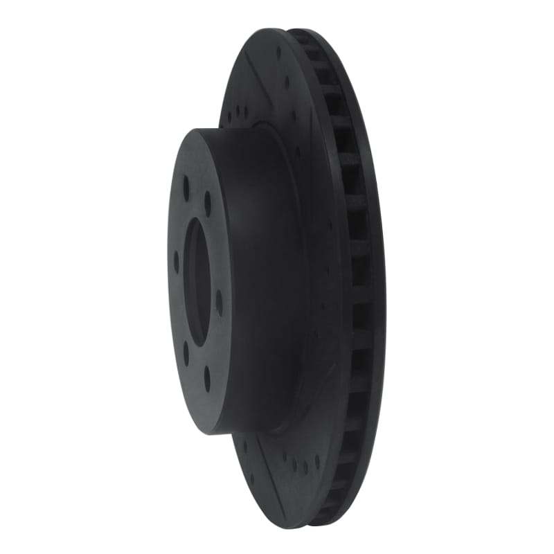 R1 91-96 Dodge Dakota 4WD Front Right Drilled & Slotted Black Brake Rotor thumbnail 2
