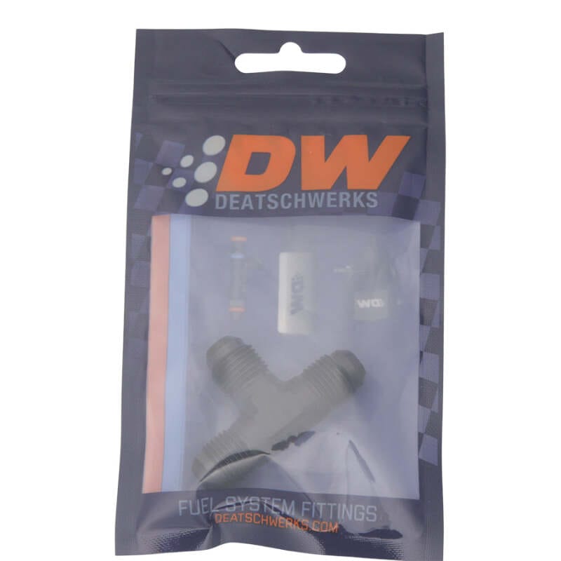 DeatschWerks 6AN Male Flare to 6AN Male Flare to 6AN Male Flare Tee Fitting - Anodized Matte Black thumbnail 2