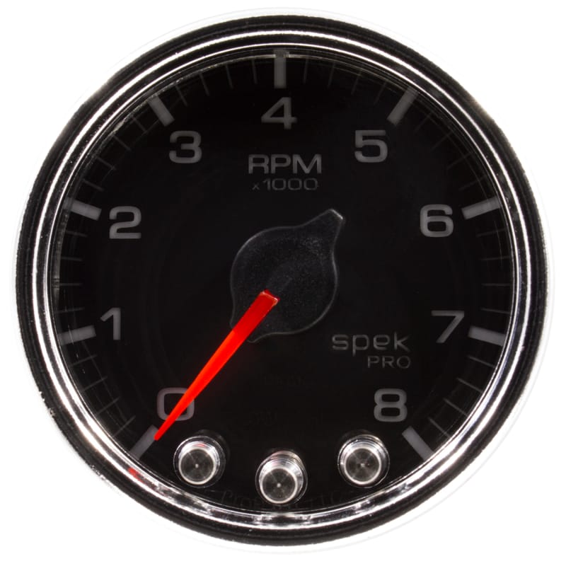 Autometer Spek-Pro Gauge Tach 2 1/16in 8K Rpm W/ Shift Light & Peak Mem Blk/Chrm - P33431 thumbnail 2