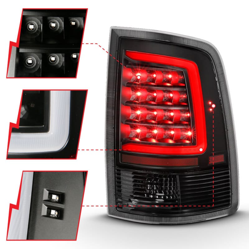 ANZO 2009-2018 Dodge Ram 1500 LED Taillight Plank Style Black w/Clear Lens thumbnail 4