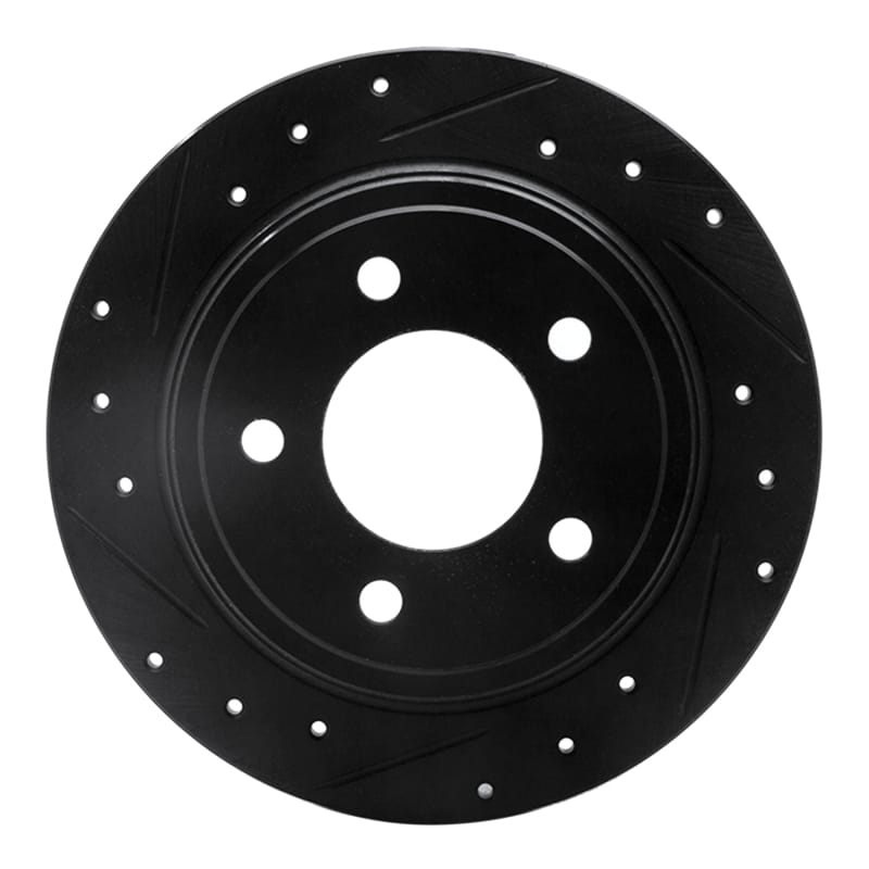 R1 93-04 Chrysler 300M Rear Left Drilled & Slotted Black Brake Rotor