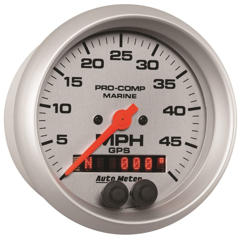 Autometer Marine Silver Ultra-Lite 3-3/8in 50MPH GPS Speedometer Gauge thumbnail 4